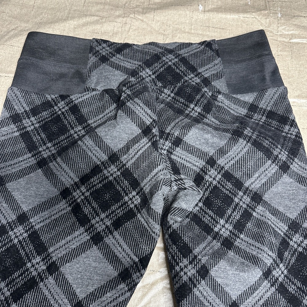 Boom Boom Jeans Plus Ankle Leggings Women's XL Black Gray Mid-Rise Stretch Flock